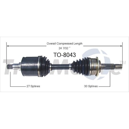 Surtrack Axle Cv Axle Shaft, To-8043 TO-8043